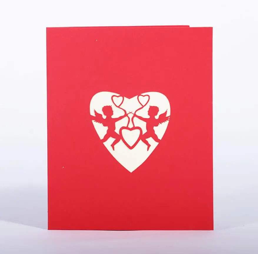  10pcs Cupid Angel Heart 3D Pop UP Greeting Cards Invitation card For Wedding Christmas Birthday Bab - 32823292667