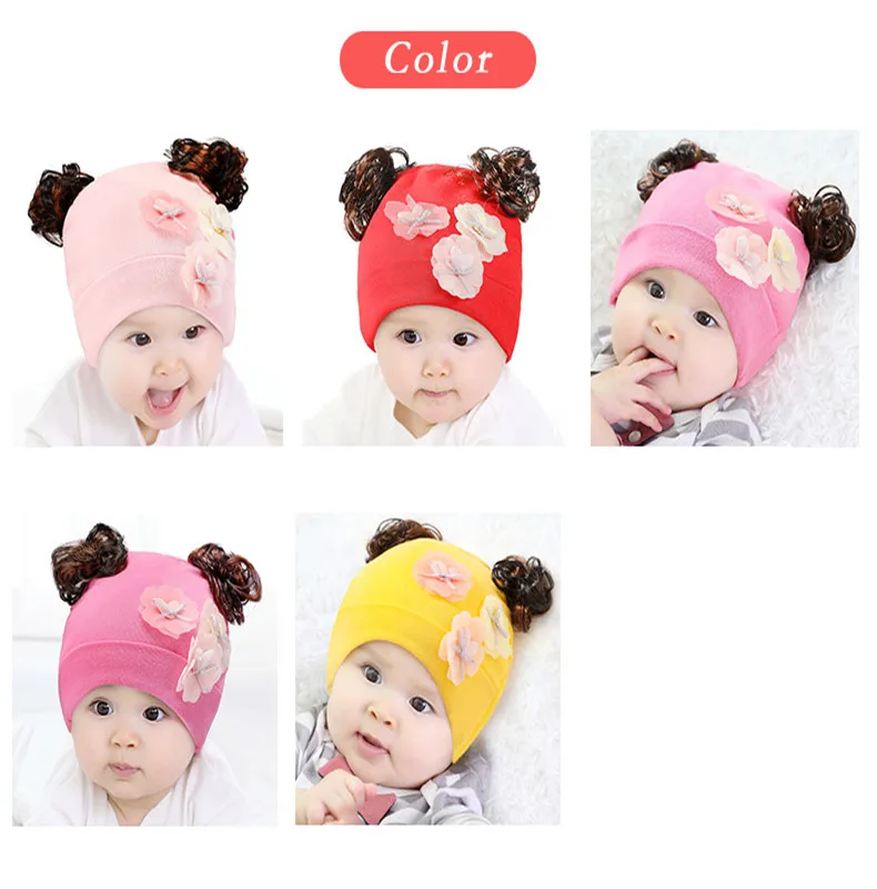 2018 New Autumn And Winter Gods Bear Baby Wig Hat Female Curly Hat Baby Cap Princess Hat Comfortable Hat ACI95 (2)