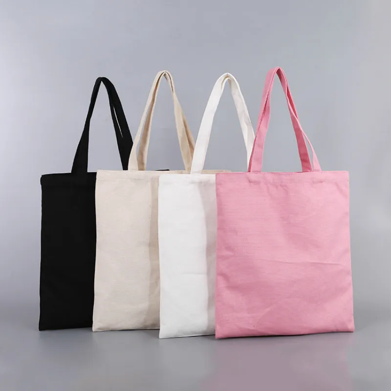 Многоразовая сумка для покупок белая черная Повседневная Женская тканевая сумка-тоут сплошной цвет