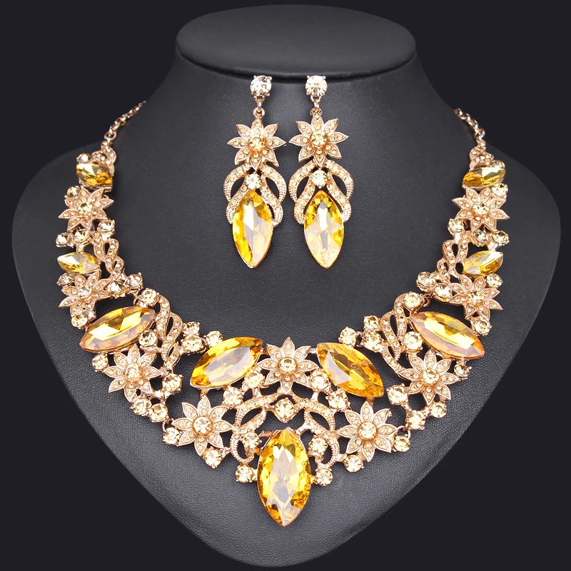 Fashion Dubai Necklace Earrings Sets Bridal Jewelry Sets Gold Color