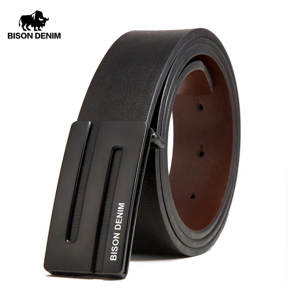 

BISON DENIM Luxury Leather Belt Male Genuine Leather Men Belts 3.4cm Width Cowskin Leather Belts Strap Husband Gifts N71370