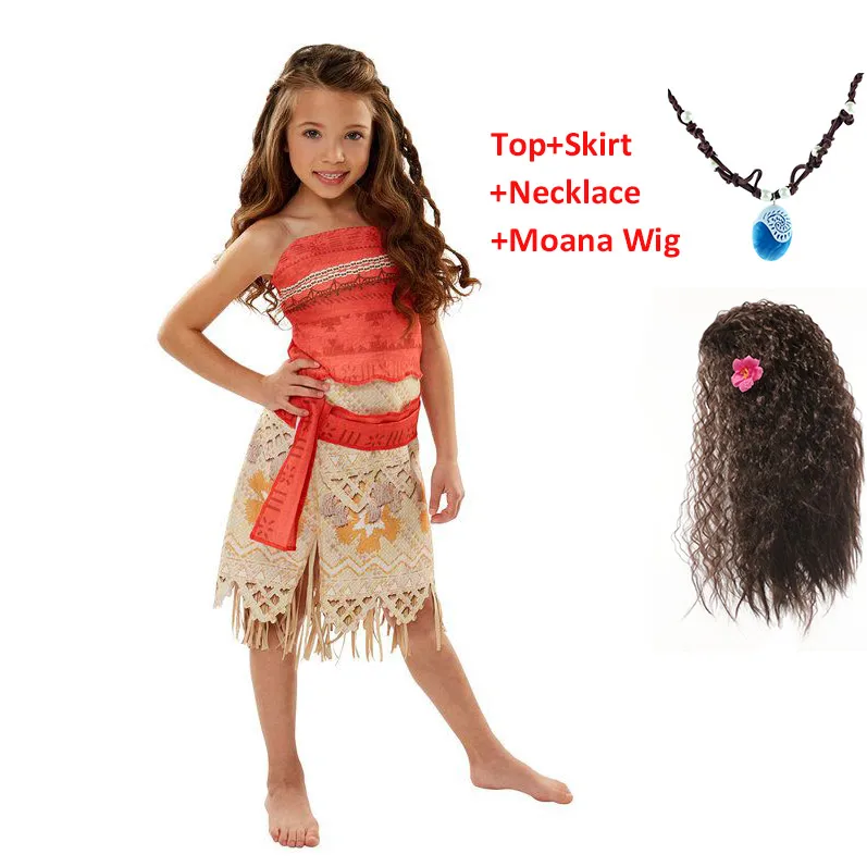 PaMaBa Kids Moana/приключенческий костюм; платье для девочек; летняя одежда; комплект одежды принцессы Vaiana; детское платье для костюмированной вечеринки на день рождения - Цвет: Moana Set-5