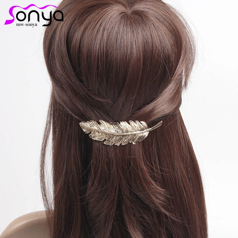 

Women Fashion Hairpins Metal Leaf Shape Hair Clip Barrettes Lady Barrette Hair Accessories 4H4022