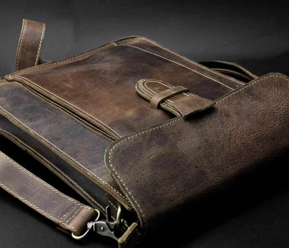 Мужская сумка из натуральной воловьей кожи в винтажном стиле, коричневая сумка на плечо, сумки-мессенджеры B26