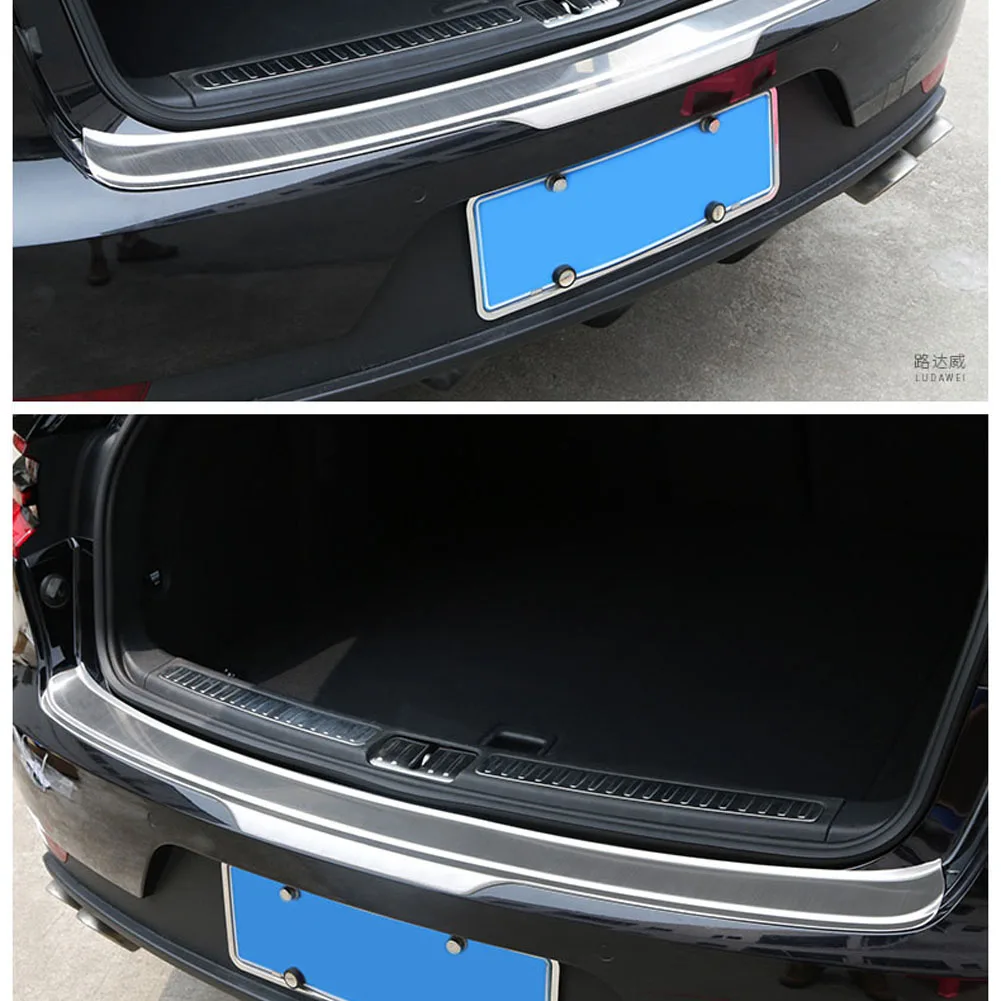 Momoap 1Pcs Stainless Steel Car Rear Door Tailgate Trunk Lid Protection Car Rear Bumper Guard Trunk Edge Trim Cover for Porsche Macan 2015-2020 