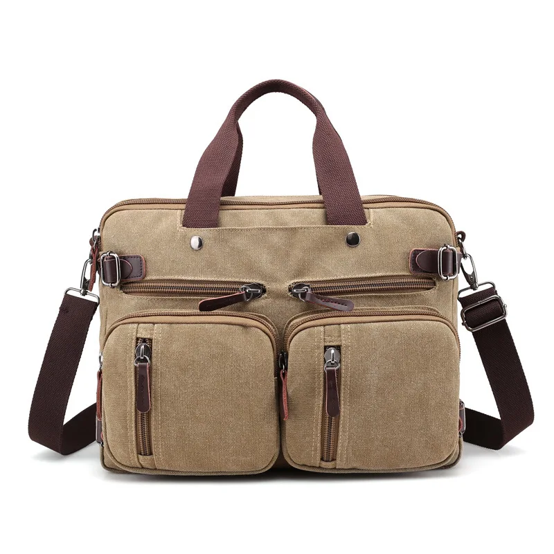Мужской брезентовый портфель, винтажная сумка, большая мужская повседневная сумка-мессенджер на плечо, многофункциональная деловая сумка для ноутбука, дорожная сумка