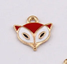 

100pcs Exquisite Enamel Little Fox charm Pendants 13*11mm Popular Europe America earring bracelet necklace Handmade accessories