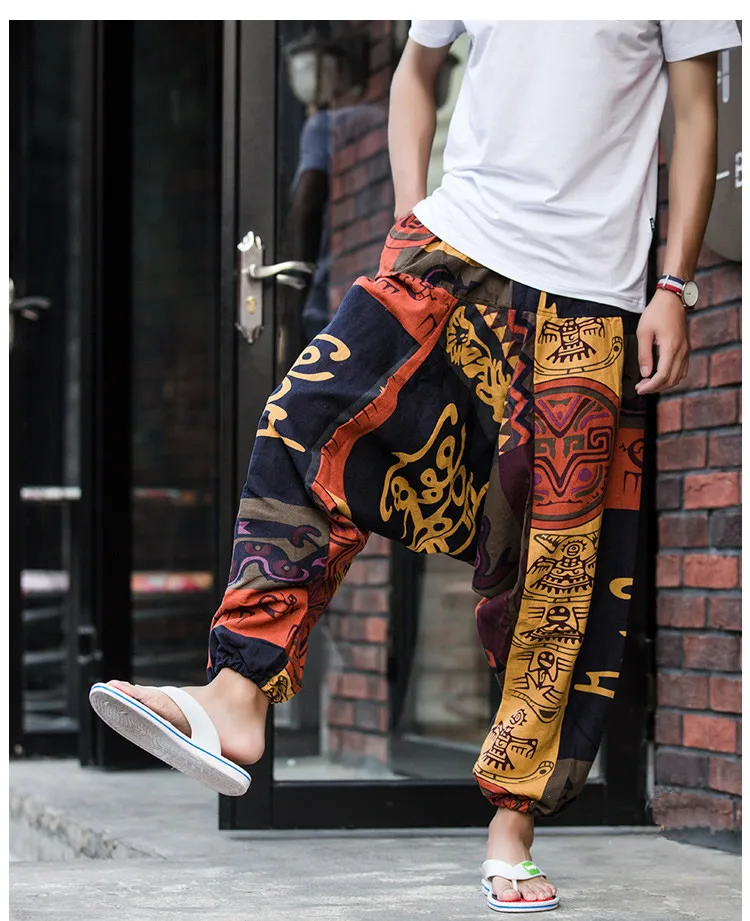 harem trousers Men Women Baggy Harem Pants Hip hop Joggers Causal Loose Trousers Aladdin Crotch Wide Leg Cotton Linen Pants Pantalones Hombre hippy pants