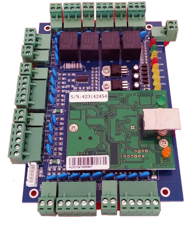 TCP/IP четырехдверный контроль доступа, сетевая плата контроля доступа для системы доступа/Поддержка рабочего времени RFID qr-считыватель sn: L04