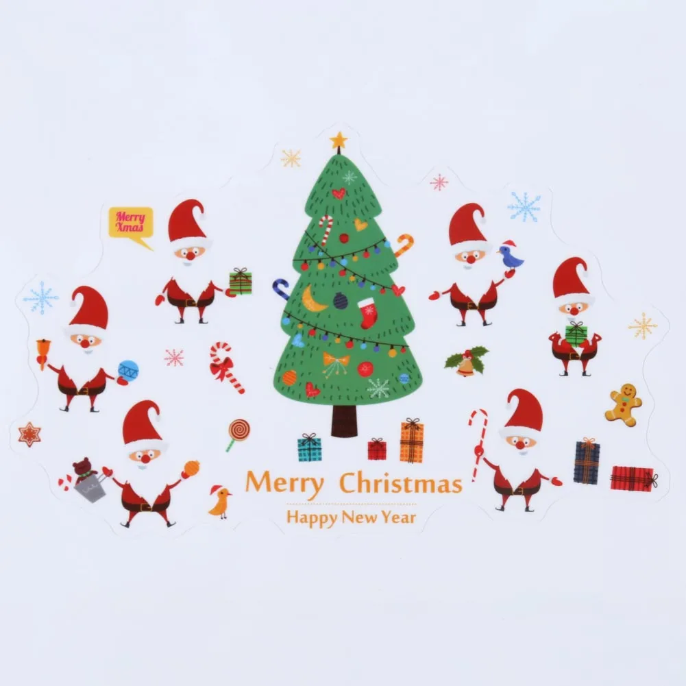 Cartoon Christmas Removable Wall Stickers Santa Claus Gifts Tree Window