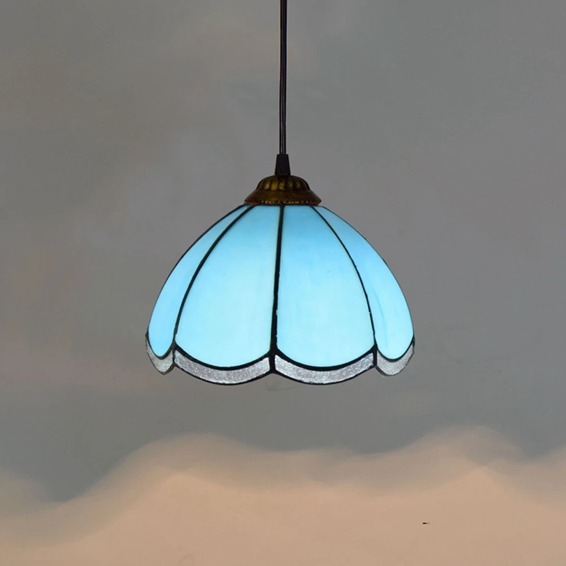 

modern Blue Mediterranean Restaurant Art lighting Bar terrace Stained glass Aisle Small Pendant Lights E27 110-240V 8inch 20CM