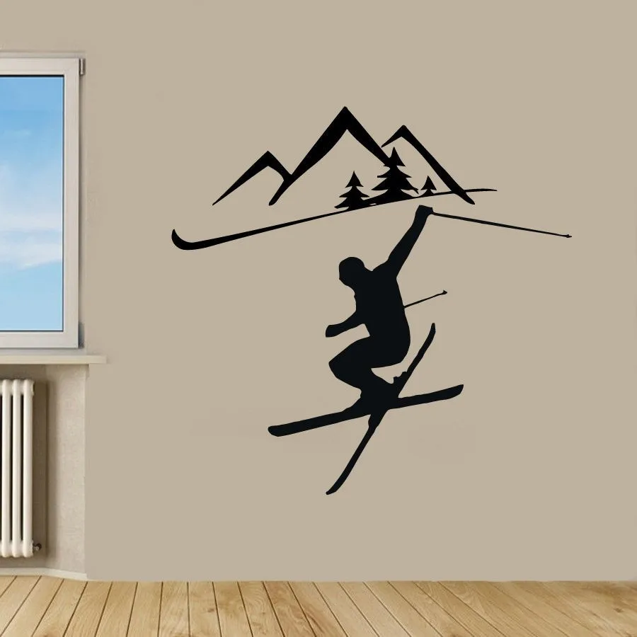 Skiing Winter Sports Decal Muurstickers Posters Sticker Vinyl Wall ...