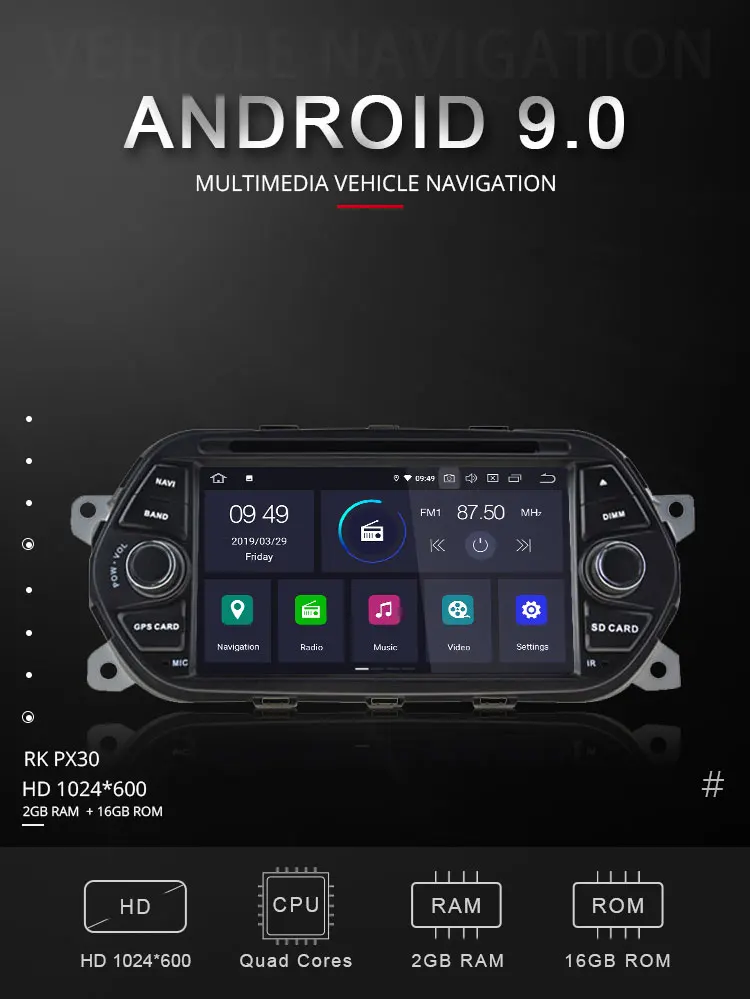 Best TOPBSNA Android 9.0 Car DVD Multimedia Player For Fiat Tipo Egea Dodge Neon 2015 2016 2017 2018 1 Din Car Radio Stereo Headunit 1
