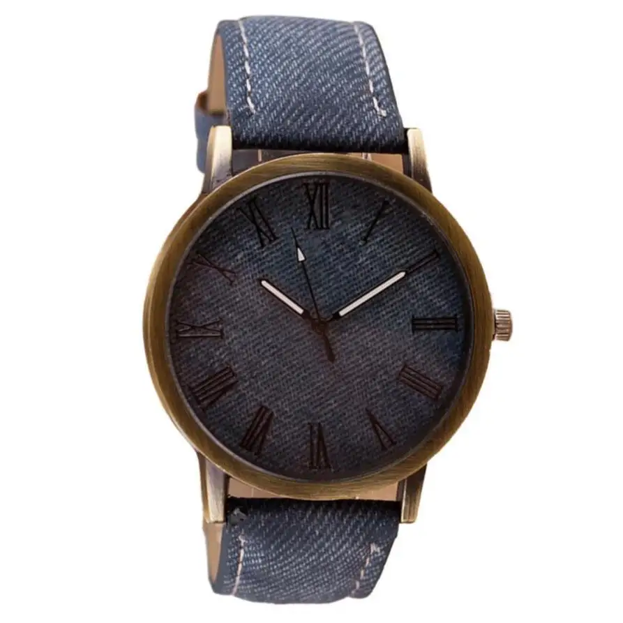 

Hot selling Retro Vogue WristWatch Cowboy Leather Band Analog Quartz-watch simple casual Denim Twill Strap watches female clock