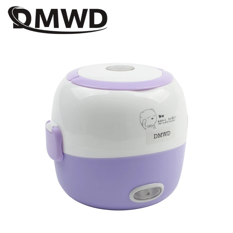 Günstig DMWD MINI Reiskocher Thermische Heizung Elektro Lunch Box 2 Schichten Tragbare Essen Dampfer Kochen Container Mahlzeit Lunchbox Wärmer