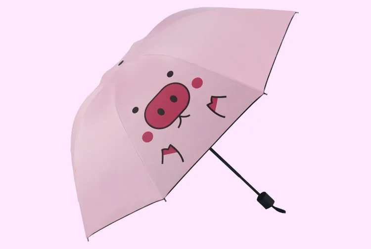 Корейский стиль, милый зонтик со Свинкой, складной женский зонтик от дождя для девочек, детский зонтик Guarda Chuva, 3 сложения, женский зонт от солнца, Sombrilla SP028