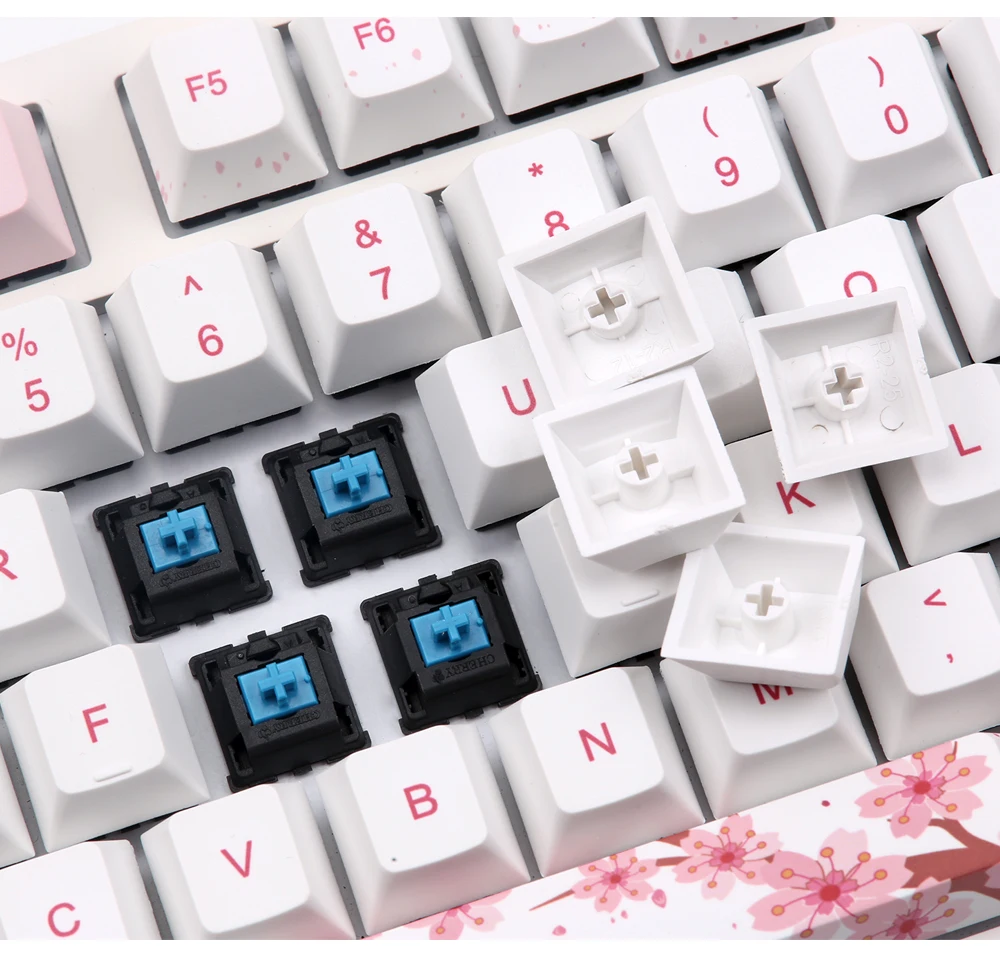 Kbdfans Новое поступление пять поверхностных сублимации sakura keycaps 126 клавиш для механической клавиатуры mx cherry switch