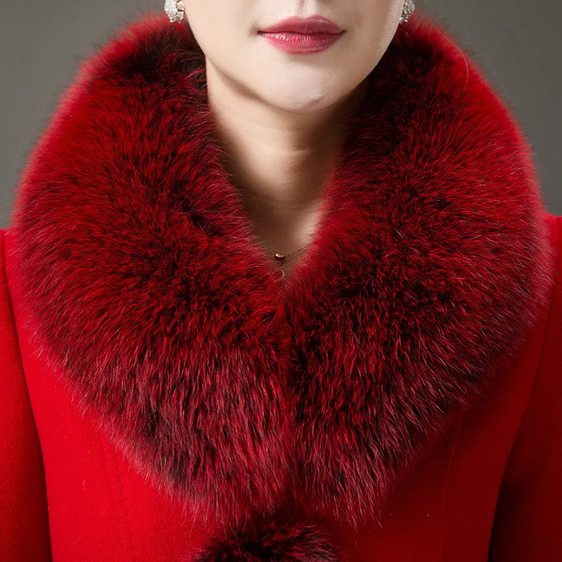 crystal Hiver hibiscus Lâche Mode Blue Long L Purple Plus Feminino Vestes Femmes Col Royal black 5xl Chaud Épaissir 2018 Taille Fourrure Manteaux Manteau Blue Laine De S64 Red Casaco dark gqvww5fB