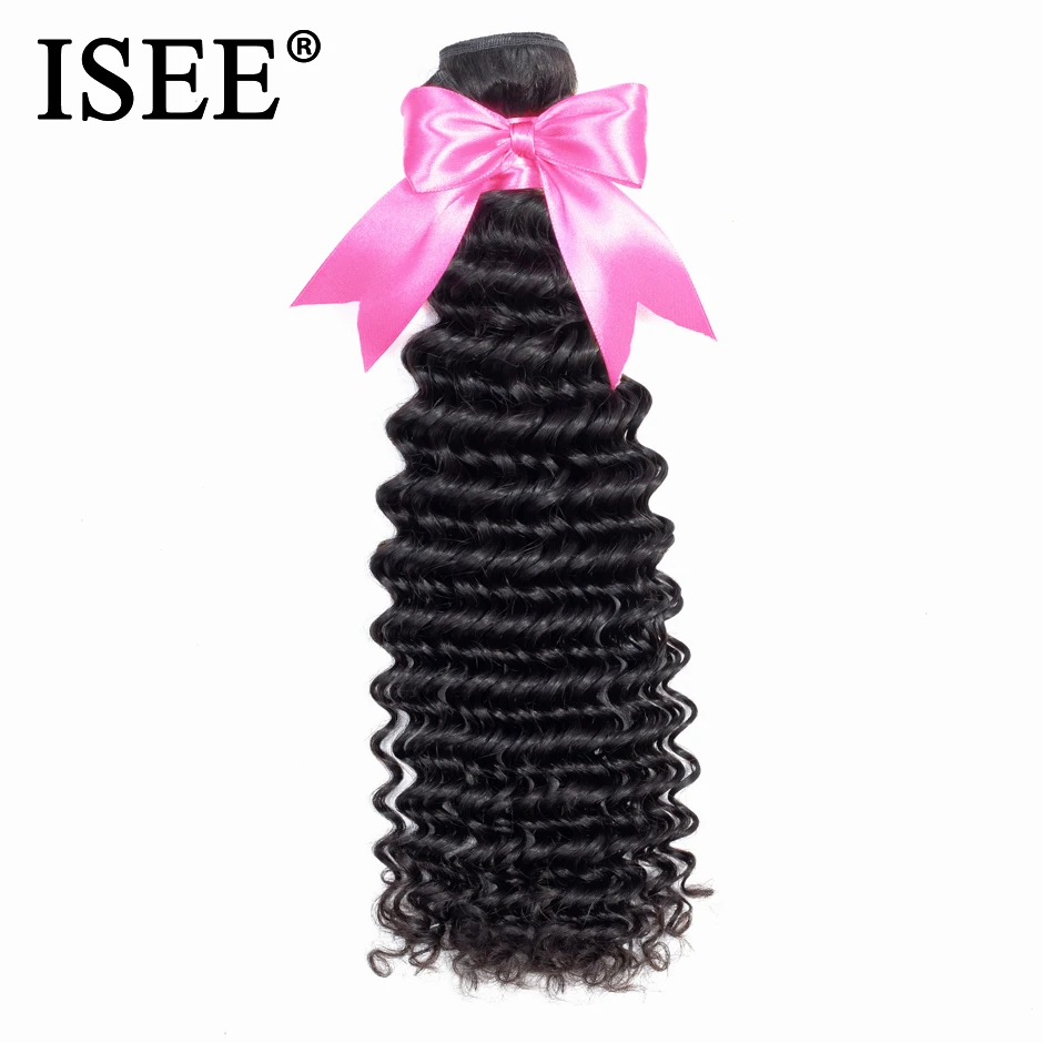 ISEE Brazilian Deep Wave Virgin Hair 100% Unprocessed Human Hair Weave
Bundles Machine Double Weft 12-26 Inch Free Shipping