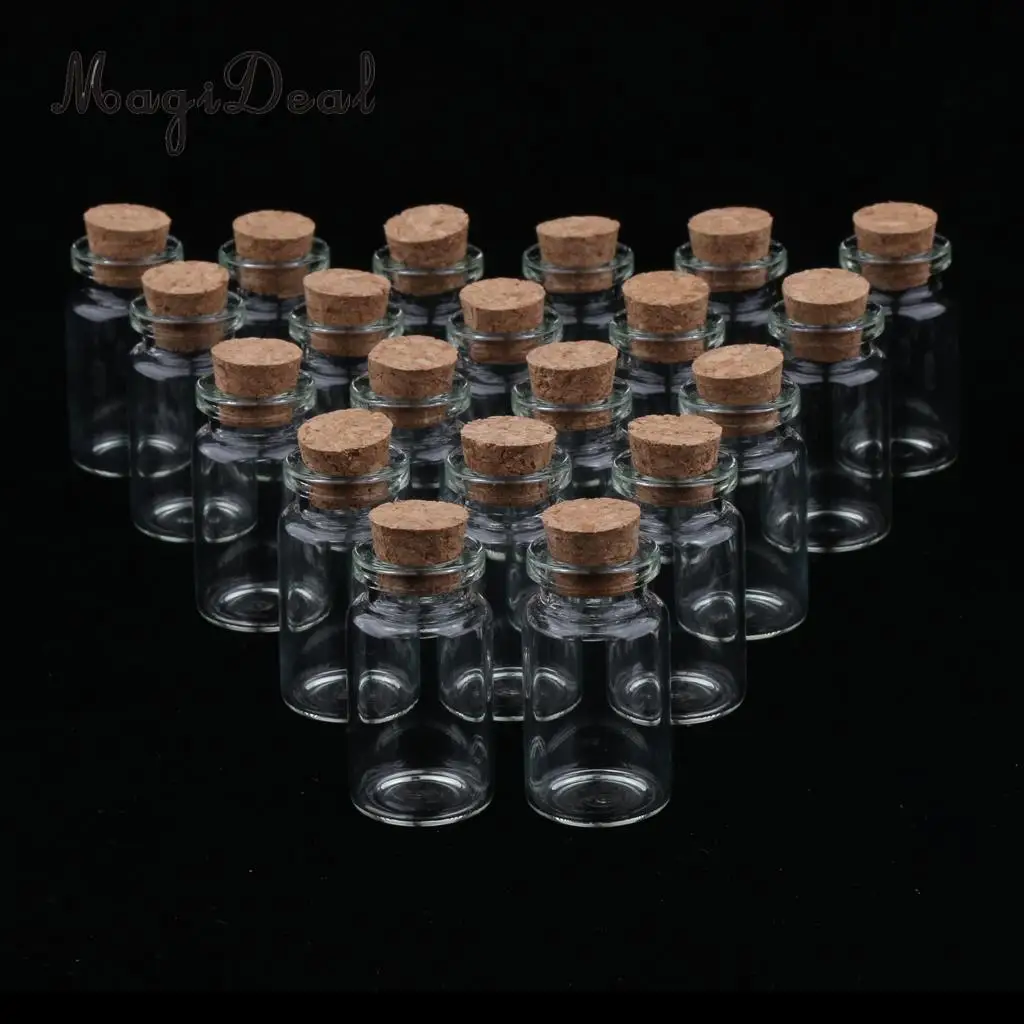 Pack of 20 10ml Mini Glass Cork Jars Essential Oil Sample DIY Wedding Decoration Lucky Wishing Bottle