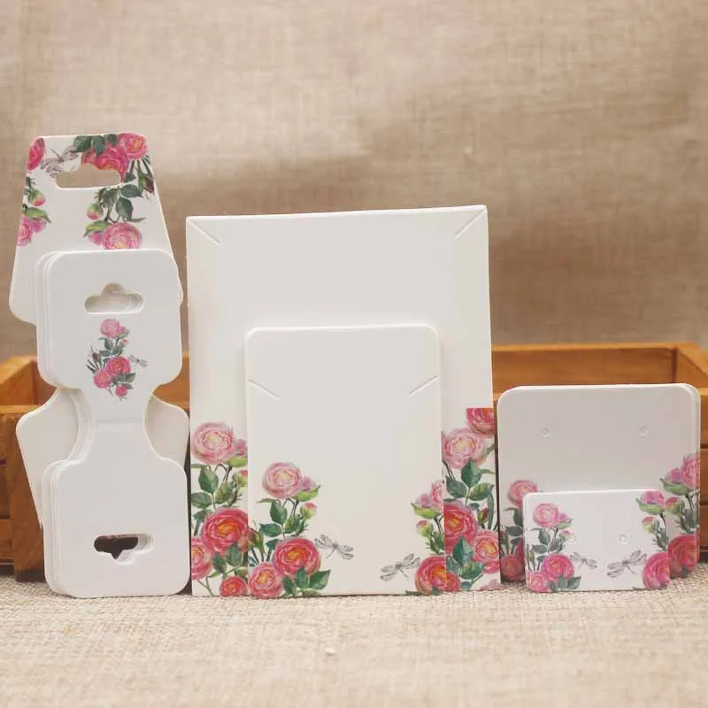 

Flower series Jewelry set package cards necklace earring/bracelet/hair ornaments display card jewelry pendant/charm card 100pcs