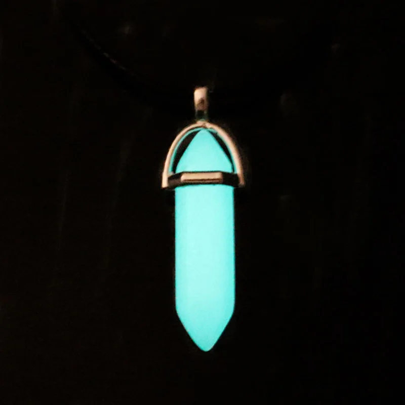 Caxybb, флуоресцентный шестиугольный кулон, ожерелье для косплея, светящееся ожерелье, светящееся в темноте - Окраска металла: blue green