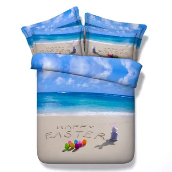 

4PCS/Set/Lot 3D Beach Bedding set duvet cover Queen size California King twin bed in a bag sheets bedspreads linen bedsheet sea
