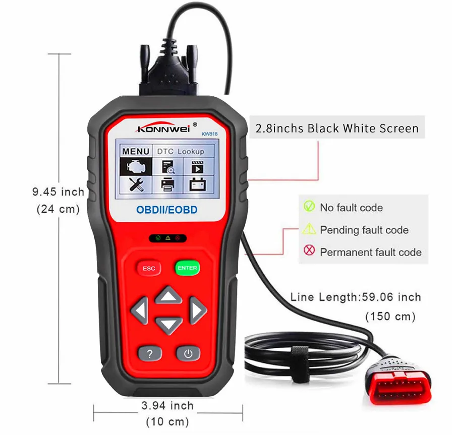 OBD2 сканер EOBD диагностический инструмент для автомобиля ELM327 MS509 12 В проверка тестером батареи двигателя автомобиля диагностики ODB 2 сканер