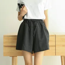 pants Female 2019 Summer New Cotton Wide Leg Pants Large Size Loose Tie Elastic Women's Clothing Fashion High Waist Plaid Pants frilled tie waist plaid pants