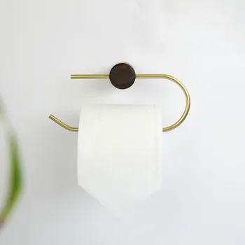

Nordic bathroom paper towel holder roll holder brass toilet paper holder solid wood paper towel rack punching installation