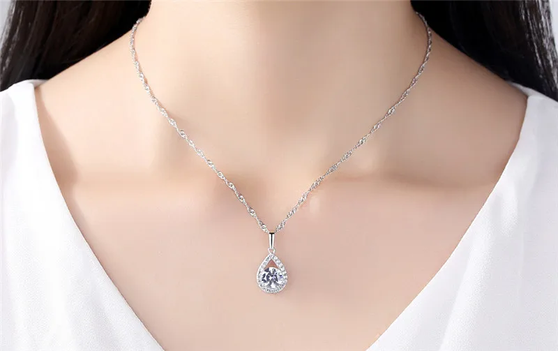 DODO Water Drop Austrian Crystal Necklace Pendant Jewellery & Jewerly Necklace Women Fashion Silver Color Jewelry Wholesale N313 (1)