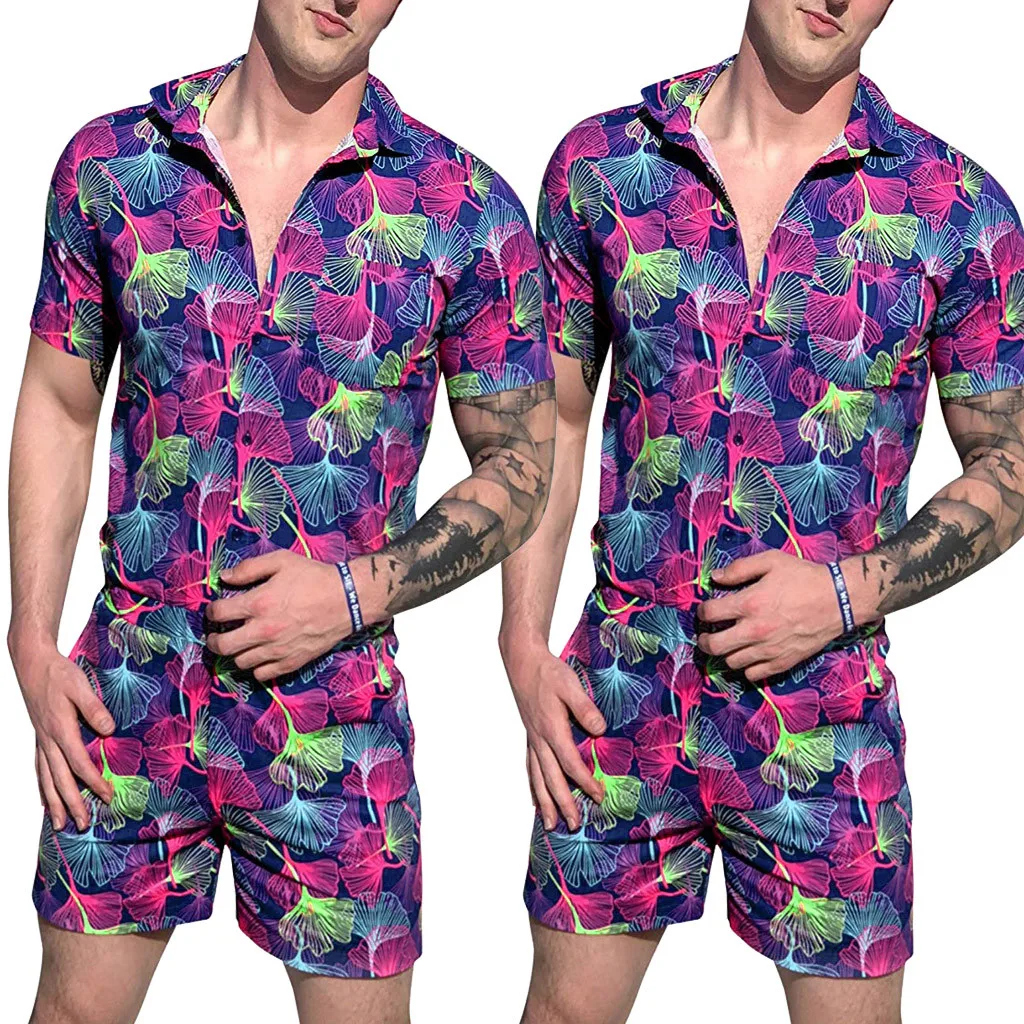 Мужской Забавный комбинезон, комбинезон, комбинезон с цветочным принтом, 3D принт, мужской шаровары, рабочая одежда, летние пляжные облегающие мужские комплекты