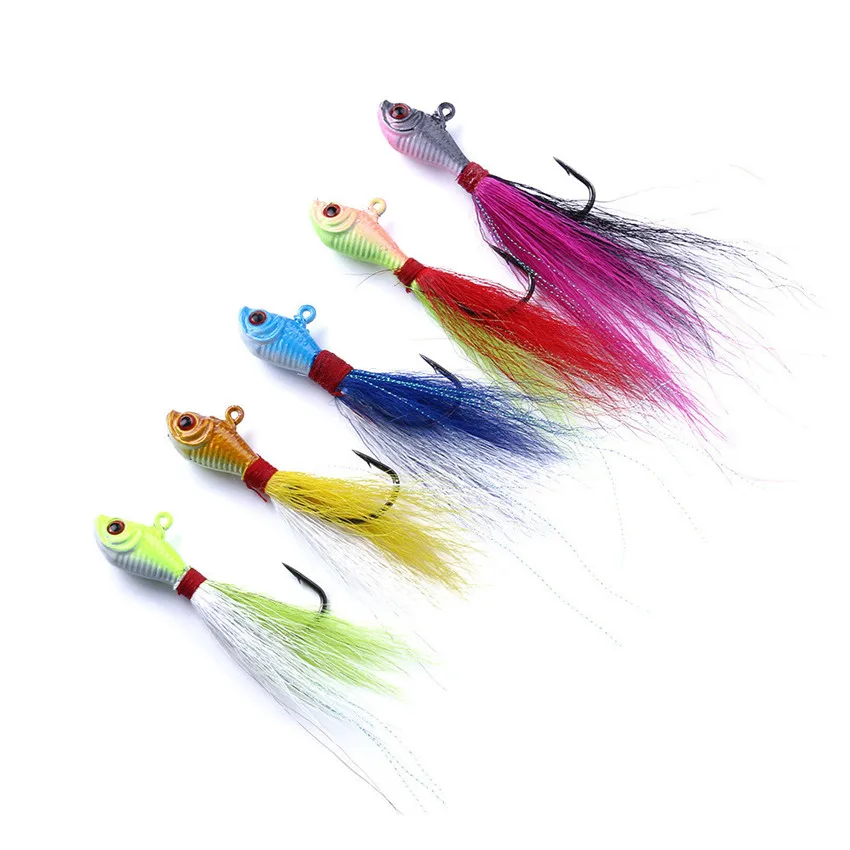 

7cm Jig Head Fishing Lures Sea Fishing Tying Lead Hooks Artificial Baits Fish Head Lead Beard Carp Bait For Jig Head 4A