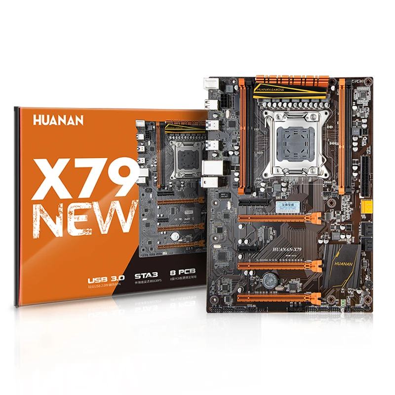 HUANAN Golden X79 материнская плата ver1.3 LGA 2011 ATX USB3.0 SATA3 PCI-E NVME поддержка 4*16G REG ECC память и процессор Xeon E5