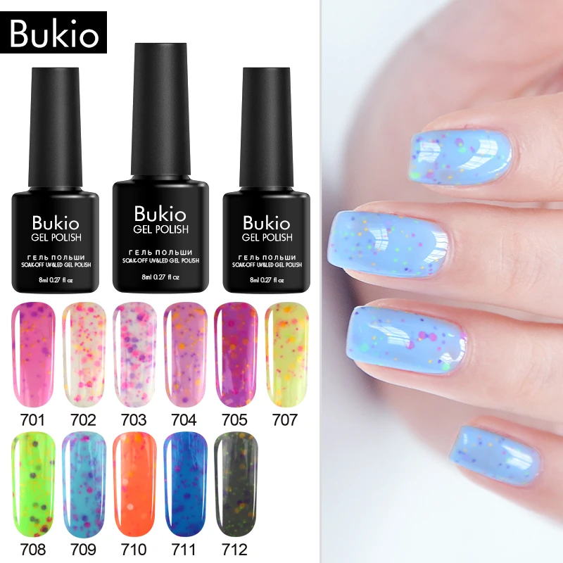 

Bukio Hot Sale Charm Cheese Gel Nail Polish 8ml Soak Off UV/LED Long Lasting Curing Ice Cream Effect Hybrid Nail Art Lacquer