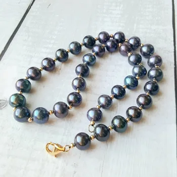 

Lii Ji 10-11mm Round Real Freshwater Pearl 925 Sterling Silver 18K Gold Plated Clasp Necklace Fine Jewelry for Women Gift