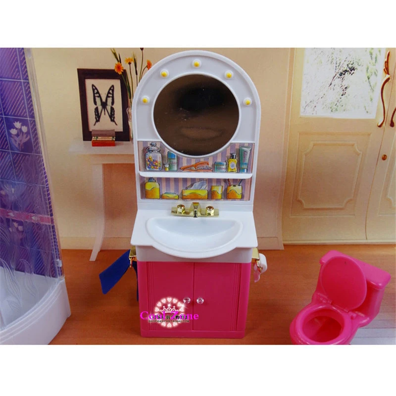 أثاث مصغر Washroom هل الحمام ل دمية باربي منزل أفضل دمى هدايا لفتاة عيد الميلاد/هدية عيد ميلاد الأطفال اللعب مجموعة