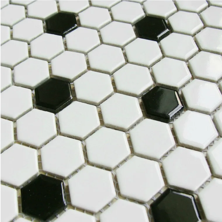 classic white mixed black hexagon ceramic mosaic tiles classic white mixed black hexagon ceramic mosaic tiles
