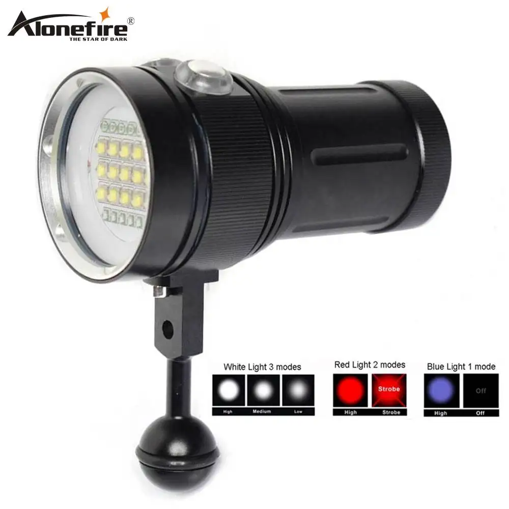 AloneFire DV49 мощный фонарь для дайвинга Подводное освещение с аквалангом 15 XM L2