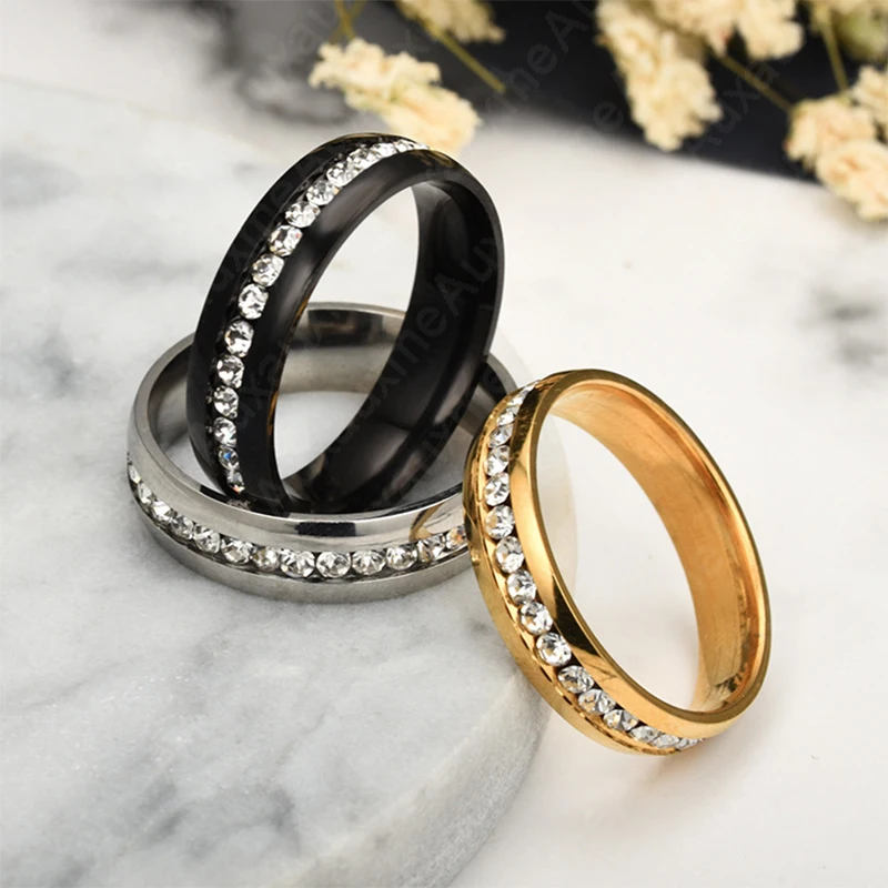 Auxauxme Bling CZ камень Обручальные кольца для женщин ювелирные изделия золото