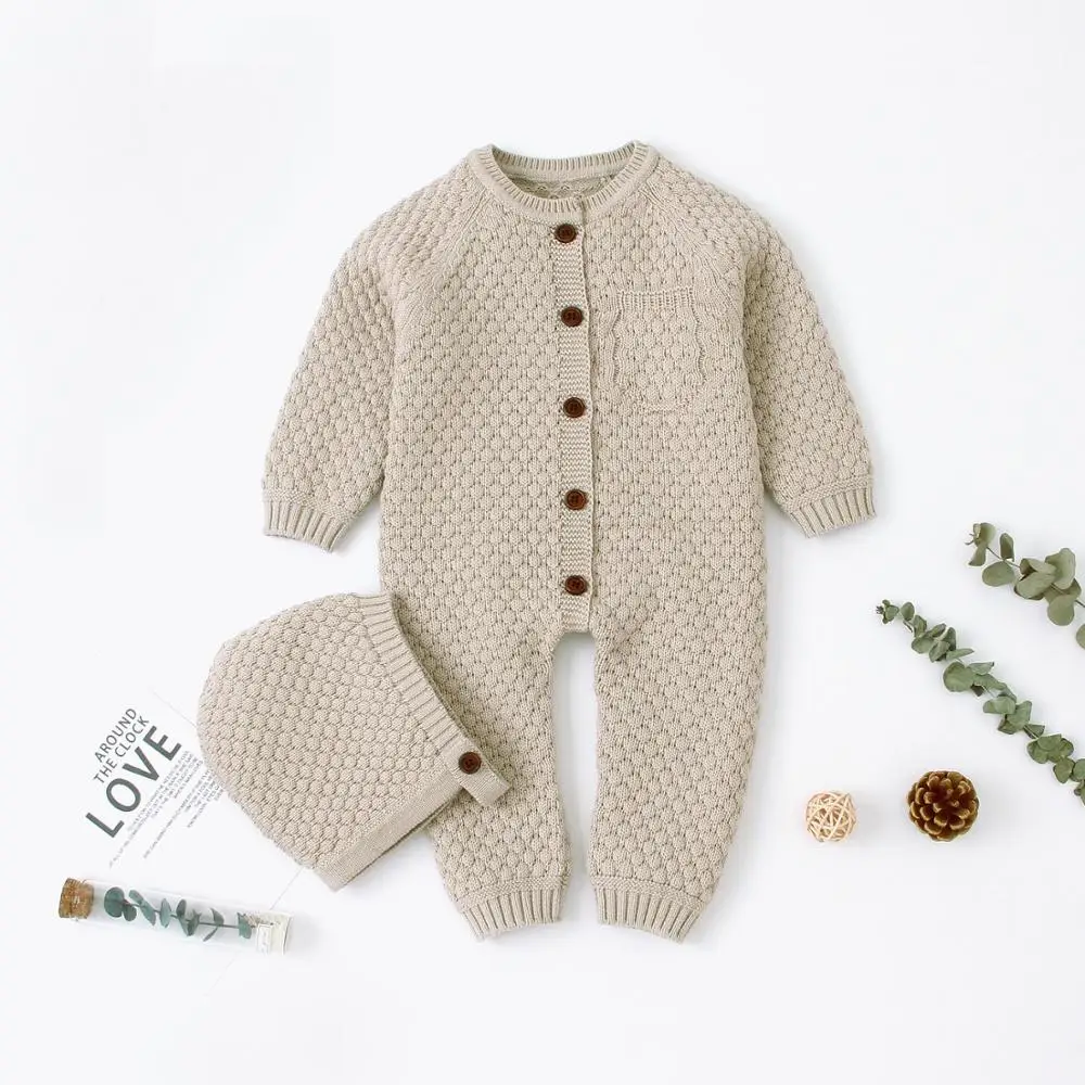 Baby Rompers Clothes Autumn Casual Newborn Infantil Girls Bebes Outfits Solid Knitted Children's Overalls Long Sleeve Sweaters
