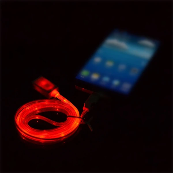Светящийся светодиод видимый свет с usb-кабелем лампа ночник с Micro USB 2,0 синхронизации данных зарядный кабель Функция световая полоса - Цвет: Красный