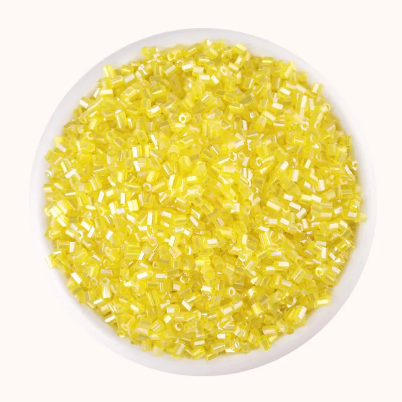 

450 grams of DIY ornament material accessories hand beaded glass beads seven color pipe in the cross embroidered yellow