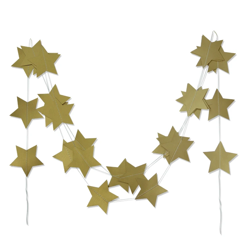 4m Gold Star Garlands Paper Garland for Windows Wa...