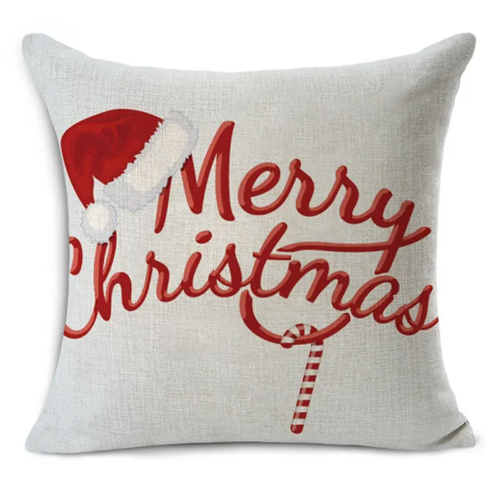 Merry Christmas Linen Cushion Cover Decorativi Almofadas Decorative Pillows Cover For Chair Car Cojines Decorativos Para Sof