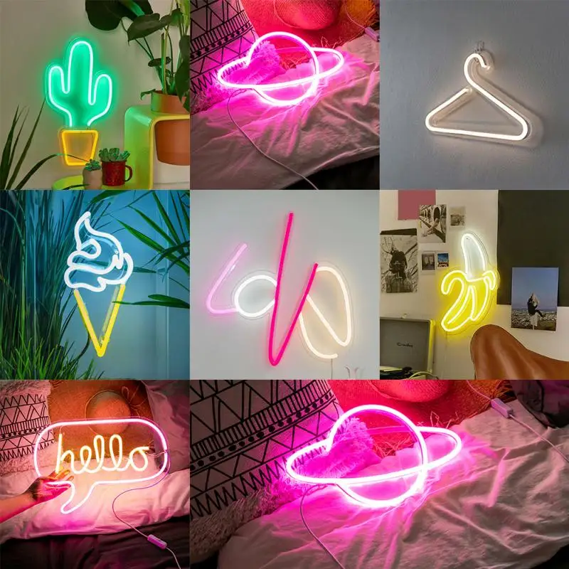 Details about   Neon Sign Light LED Wall Lights Visual Art Lamp Kids Room Home Bar Party Decor 