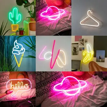 Wall Hanging Neon Lights Room Wall Birthday Led Neon Light Art Wall Decorative for  Party Bar Decor Shop Window Words Neon Signs 2