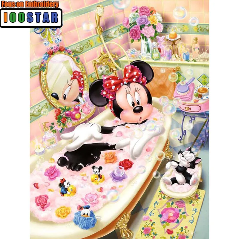 

5D DIY Diamond Painting Cross Stitch Full Square/Round Drill "Minnie is taking a shower" 3D Diamond Embroidery Mosaic Decor Gift