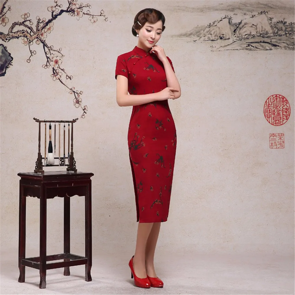 Шанхай история китайское традиционное платье Blend белье платье Чонсам короткий рукав белье QiPao S-3XL
