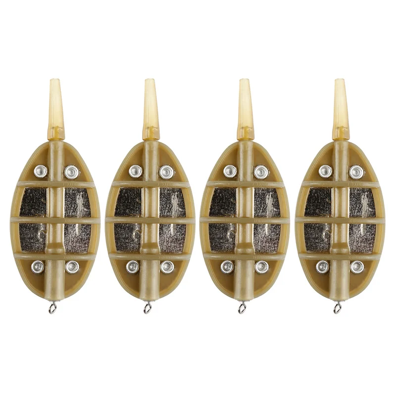 

5pcs 15g-35g Carp Fishing Inline Flat Method Feeder Carp Feeder Mould Set Brown